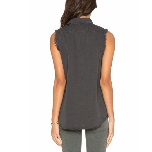 MOTHER Charcoal Sleeveless Button Down Shirt - Picture 2 of 7